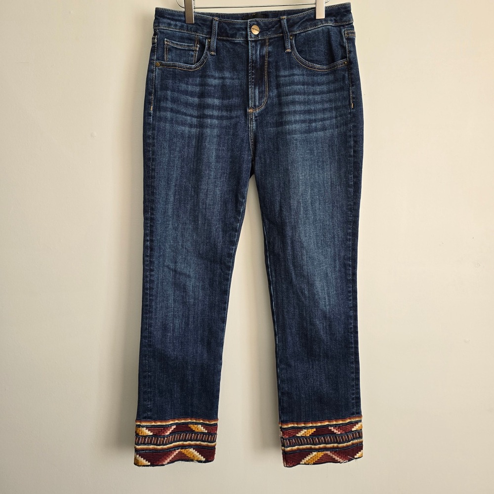 Driftwood Colette Jeans Womens 28 Blue Embroidered Cuff Southwestern Boho Denim